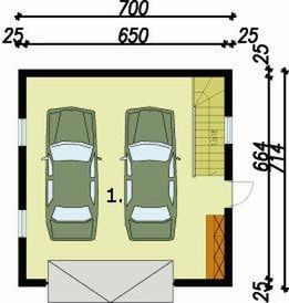 Parter projektu G12 garaż dwustanowiskowy z podpiwniczeniem