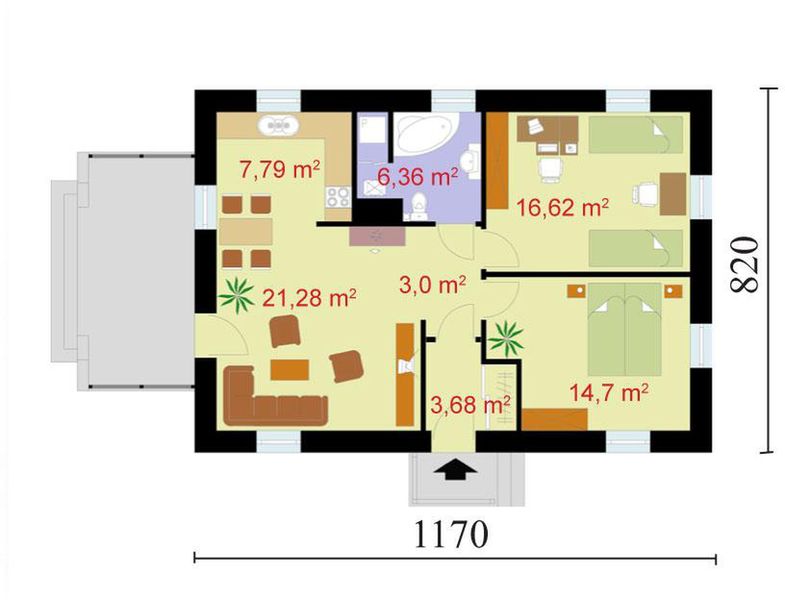 Parter projektu El Pinar dom z zielonym dachem