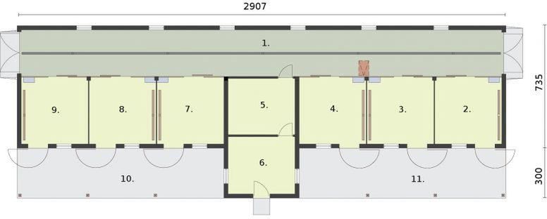 Parter projektu S43 Stajnia angielska dla koni - 6 boksów