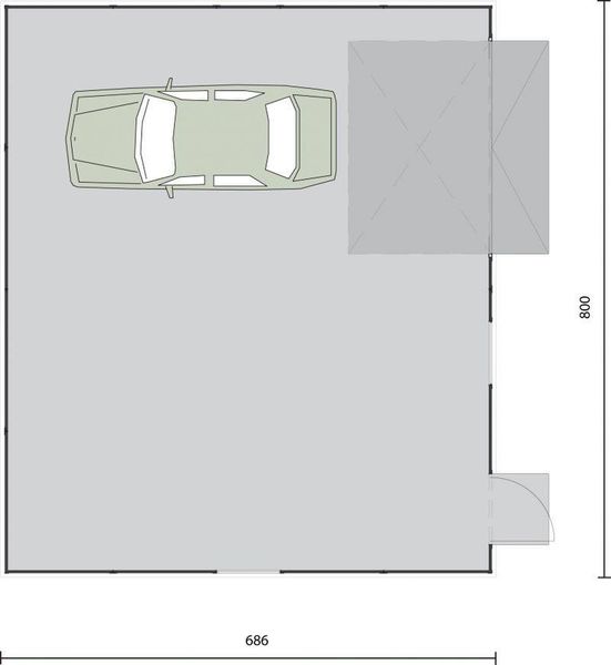 Parter projektu GB4 Garaż blaszany jednostanowiskowy z pomieszczeniem gospodarczym