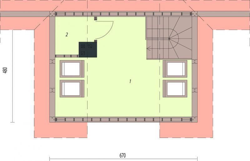 Poddasze projektu S23 z Bali drewnianych - 9 boksów
