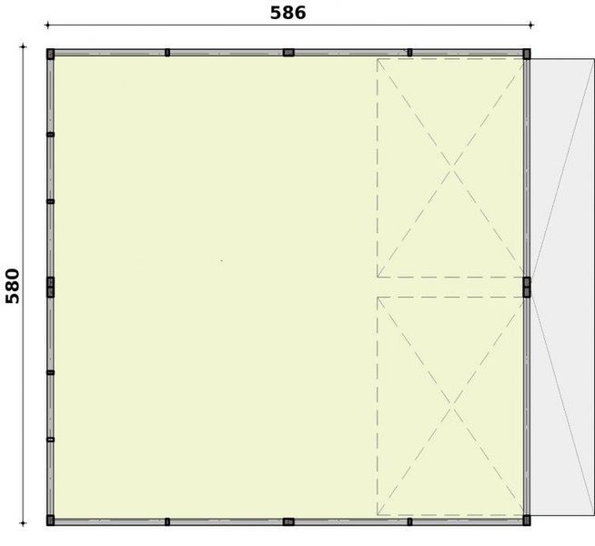 Parter projektu GB5 Garaż blaszany dwustanowiskowy