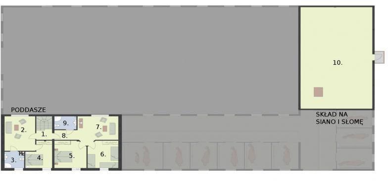 Poddasze projektu S44 stajnie na 13 boksów z ujeżdżalnią