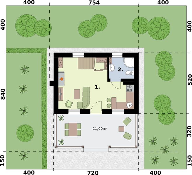Parter projektu Bari dom letniskowy z poddaszem