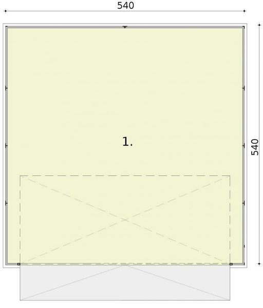 Parter projektu GB9 Garaż blaszany dwustanowiskowy