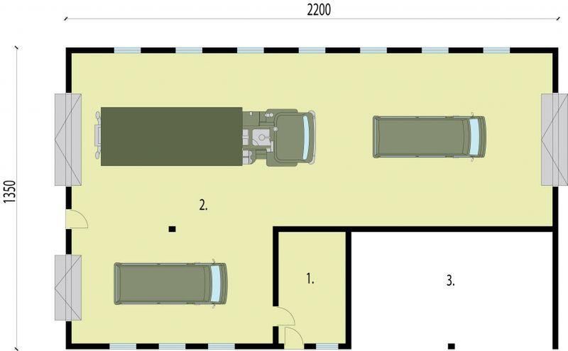 Parter projektu G230 garaż trzystanowiskowy