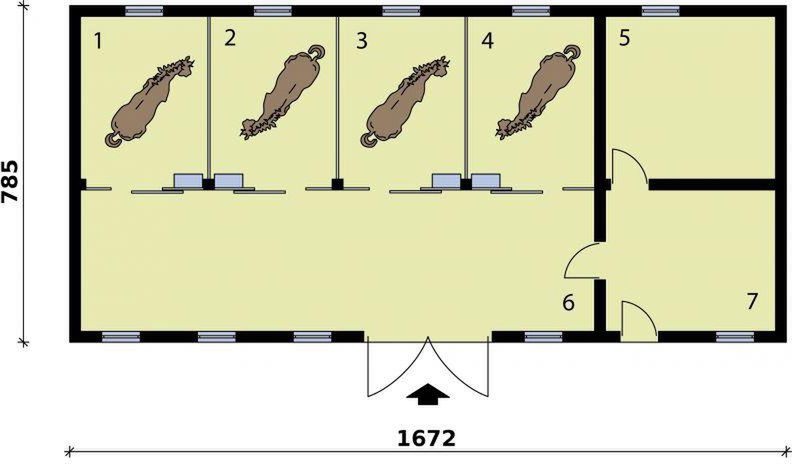 Parter projektu S41 Stajnia dla koni - 4 boksy