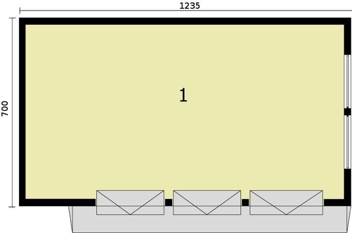 Parter projektu G261 garaż trzystanowiskowy