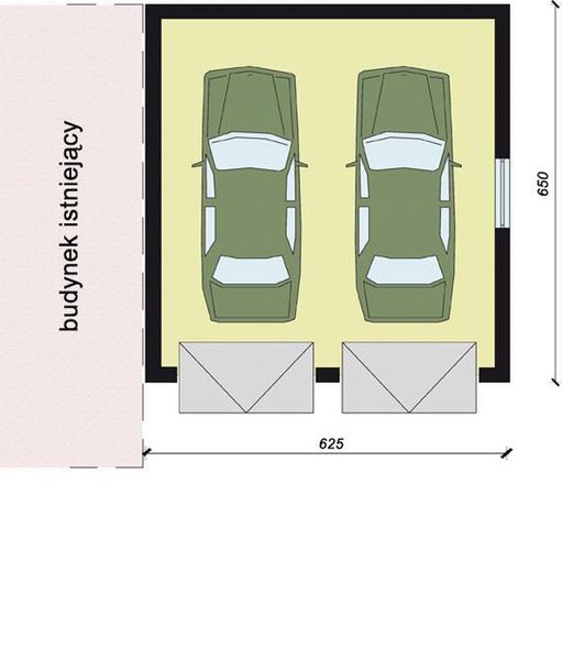 Parter projektu GP4 garaż dostawiany dwustanowiskowy