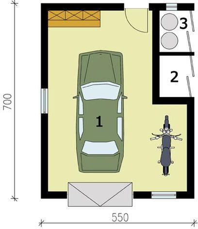 Parter projektu G172 garaż jednostanowiskowy