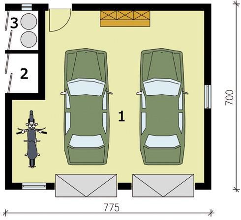Parter projektu G174 garaż dwustanowiskowy
