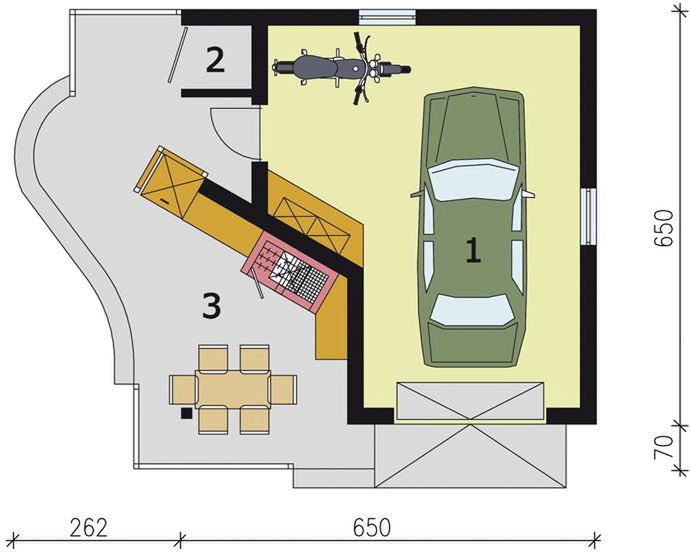 Parter projektu G184 garaż jednostanowiskowy z wędzarnikiem