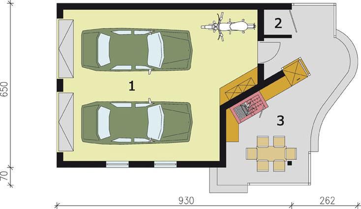 Parter projektu G188 garaż dwustanowiskowy z wędzarnikiem