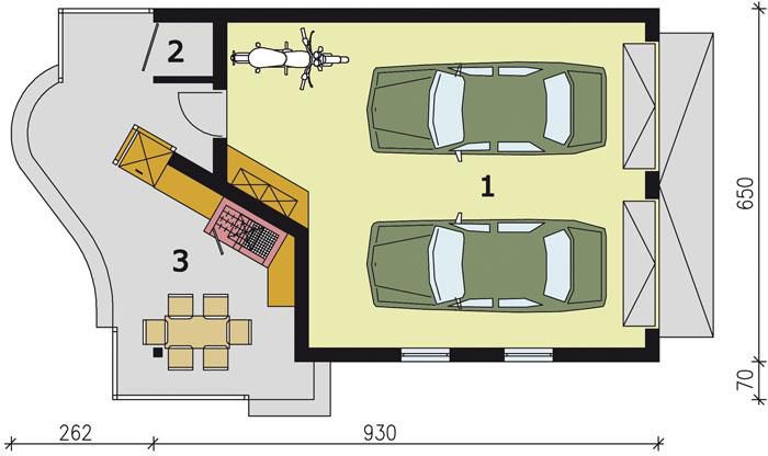 Projekt grilla / wędzarni G189 dwustanowiskowy z werandą - rzut parteru, dom liczy 0 pokoje, 0 łazienki i wc