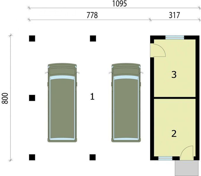 Parter projektu G211 wiata garażowa