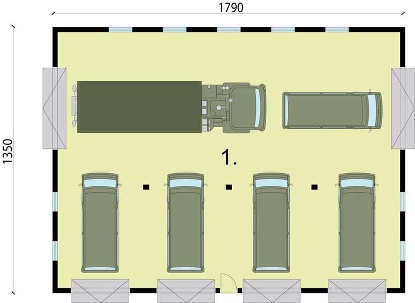 Parter projektu G233 garaż trzystanowiskowy