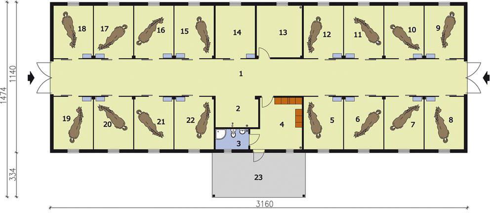 Parter projektu S33 Stajnia dla koni - 16 boksów