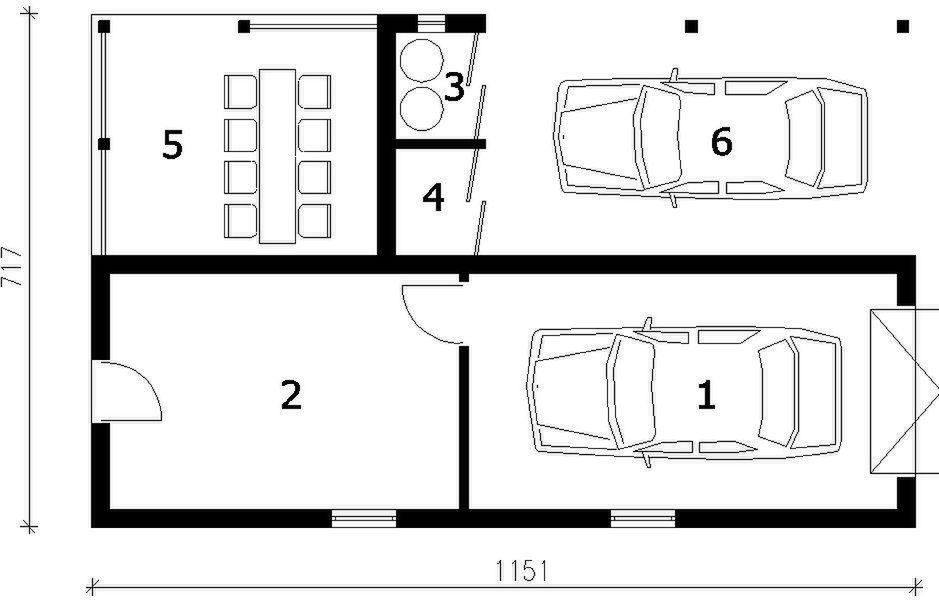 Parter projektu G168 garaż z wiatą i pomieszczeniem gospodarczym