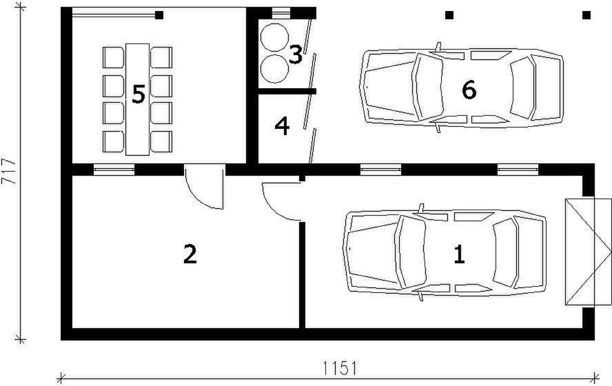 Parter projektu G169 garaż z wiatą i pomieszczeniem gospodarczym