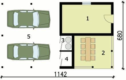Parter projektu G154 wiata dwustanowiskowa z pomieszczeniem gospodarczym