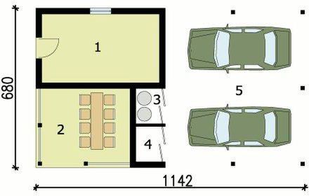 Parter projektu G155 wiata dwustanowiskowa z pomieszczeniem gospodarczym
