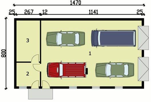 Parter projektu G161 garaż czterostanowiskowy