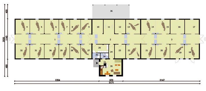 Parter projektu S24 Stajnia dla koni - 20 boksów