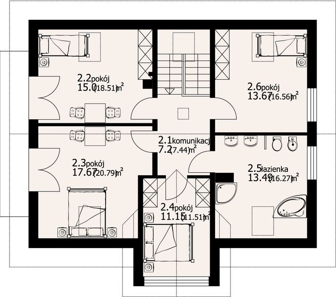 Poddasze projektu Żarnowiec 3 plus