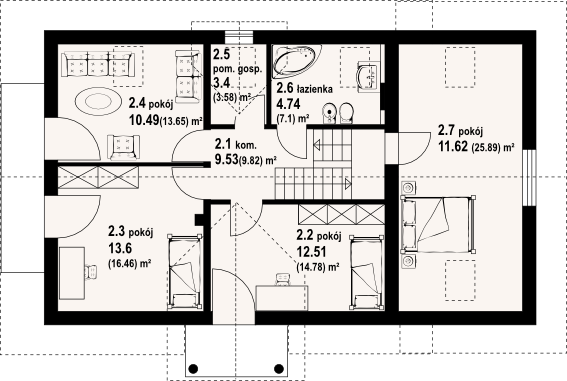 Poddasze projektu Biskupice 3