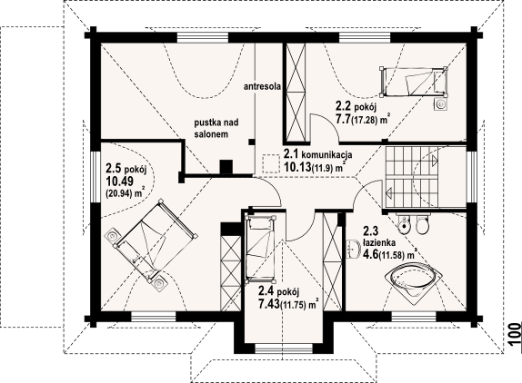 Poddasze projektu Chmielniki małe dw