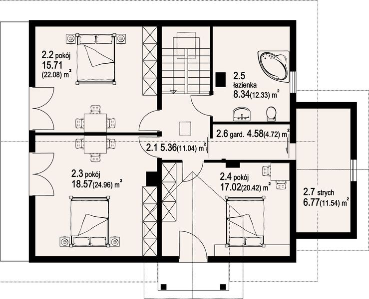 Poddasze projektu Osina duża 5 dr