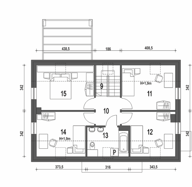 Poddasze projektu Eco 5 bez garażu [B]