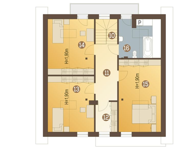 Poddasze projektu Nowinka z garażem 1-st. [A]