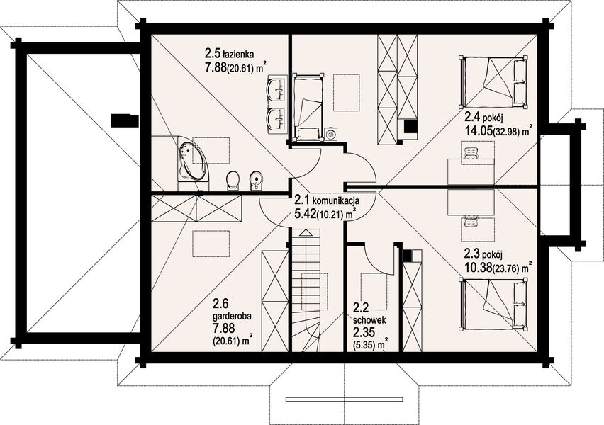 Poddasze projektu Dębina z garażem 6