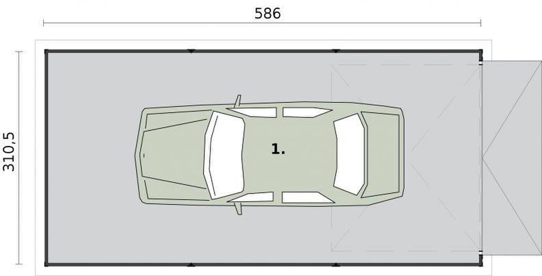 Parter projektu GB12 projekt garażu blaszanego jednostanowiskowego