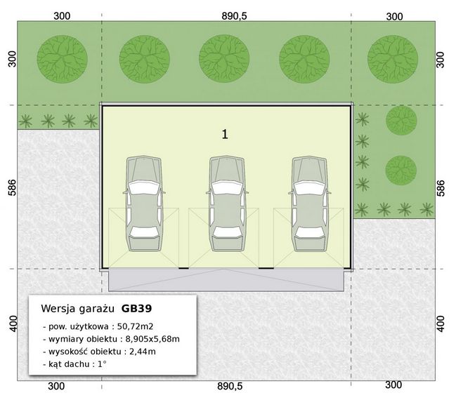 Parter projektu Budynek gospodarczy GB39 Blaszany Trzystanowiskowy