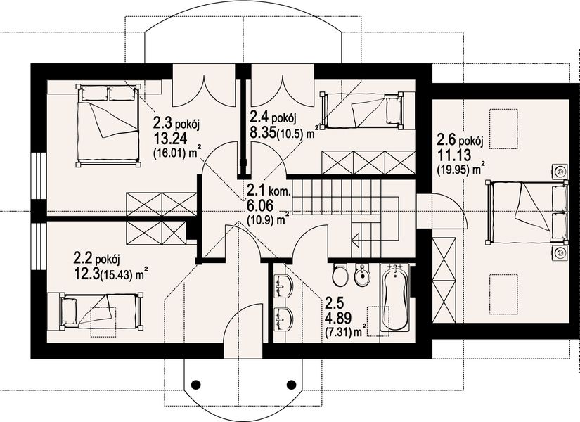 Poddasze projektu Mirów 8 bliźniak
