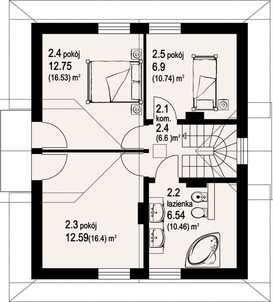 Poddasze projektu Jaworzynka nowa