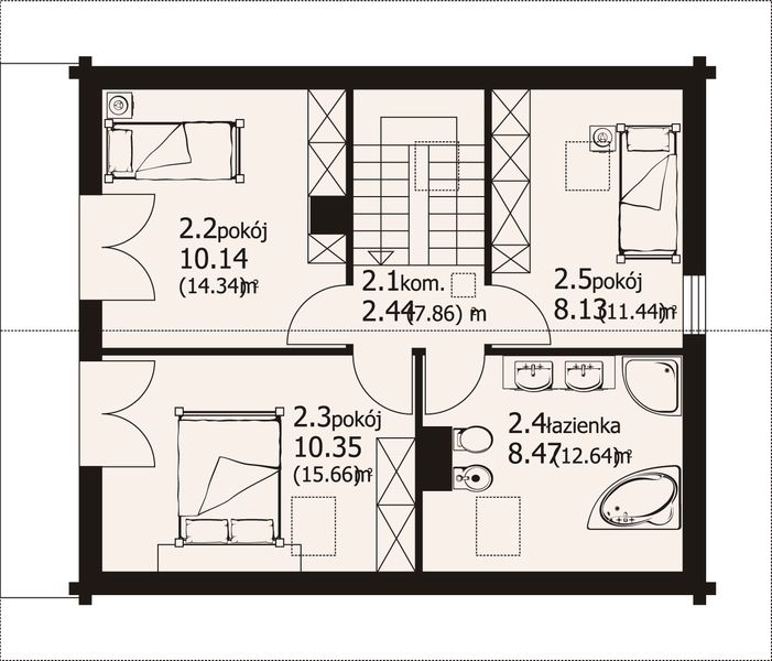 Poddasze projektu Bartne drewniane