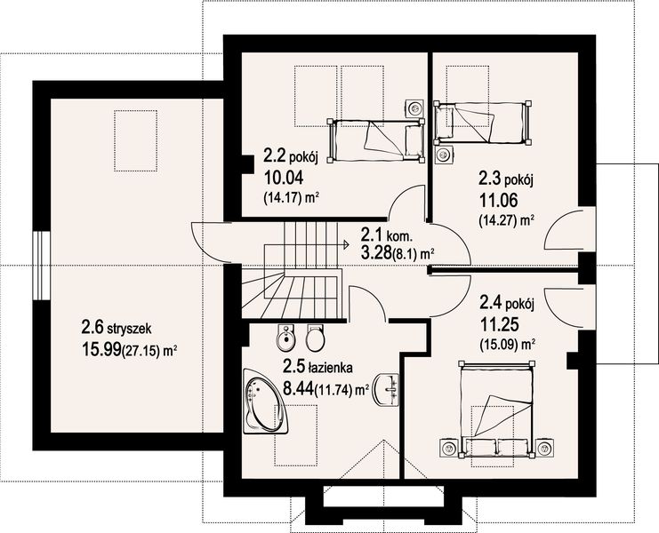 Poddasze projektu Barcin b + garaż