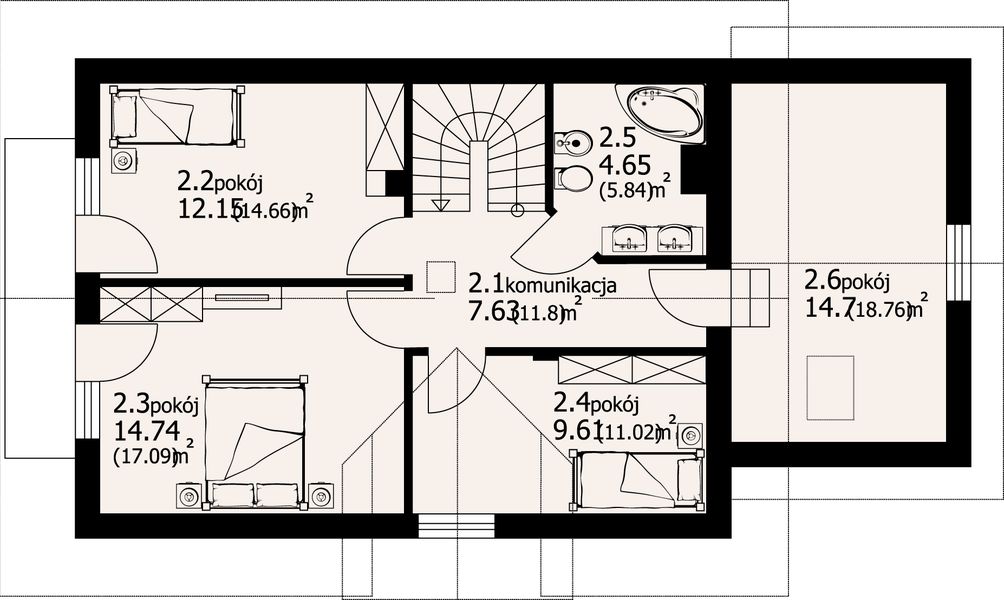Poddasze projektu Osiek wąski 22 L