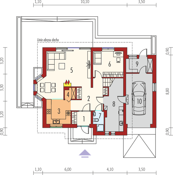 Projekt domu Mati III G1 Mocca - rzut parteru, dom liczy 4 pokoje, 2 łazienki i wc