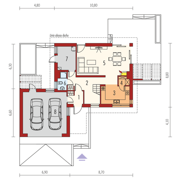 Projekt domu Tobiasz II G2 multi-comfort - rzut parteru, dom liczy 3 pokoje, 2 łazienki i wc