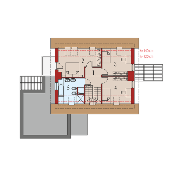Projekt domu Tobiasz II G2 multi-comfort - rzut poddasza, dom liczy 3 pokoje, 2 łazienki i wc