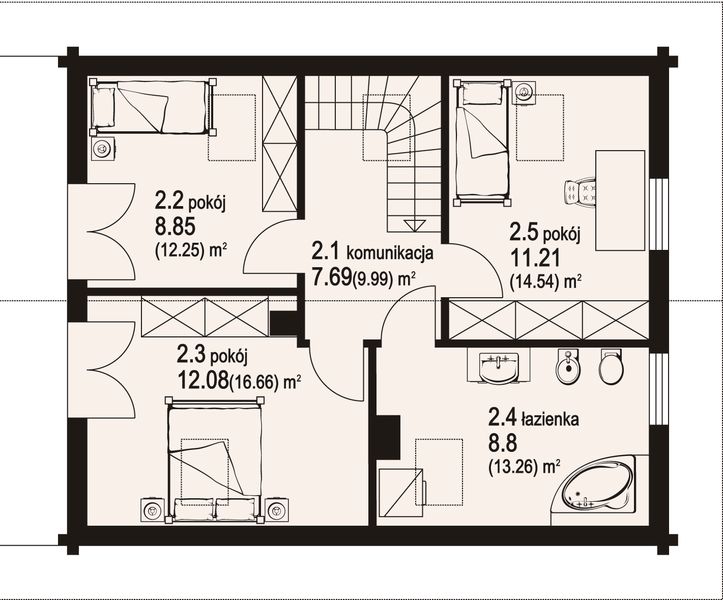 Poddasze projektu Bartne drewniane 6