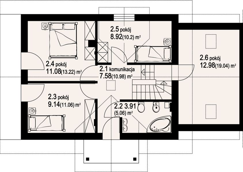 Poddasze projektu Brzoza mała 5 bliźniak