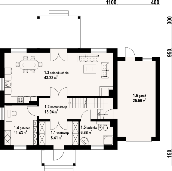 Parter projektu Jaworowo 17 kw