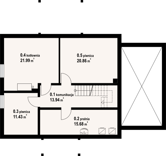 Piwnica projektu Jaworowo 17 kw
