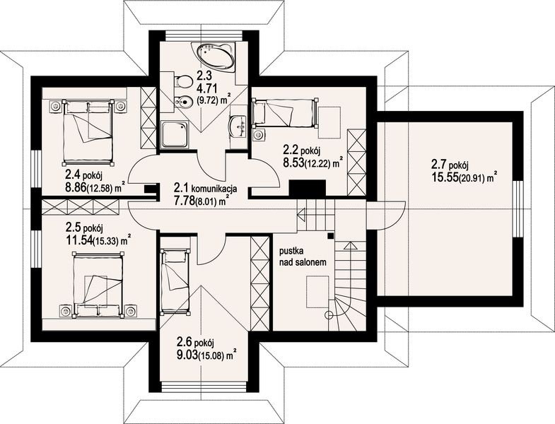 Poddasze projektu Dom podhalański dw