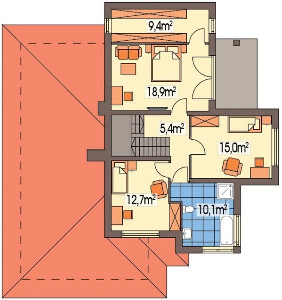 Piętro 1 projektu Marietta wersja A paliwo stałe